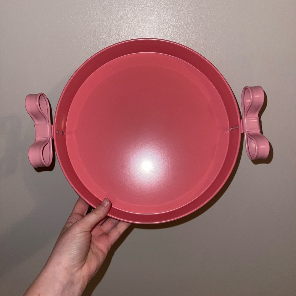 Pink Decorative Metal Tray with Bows